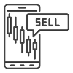 Poster - Smartphone with Candlestick Chart vector price movements icon or sign in outline style