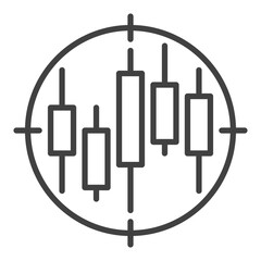 Poster - Vector Target with Candlestick Chart outline icon or design element