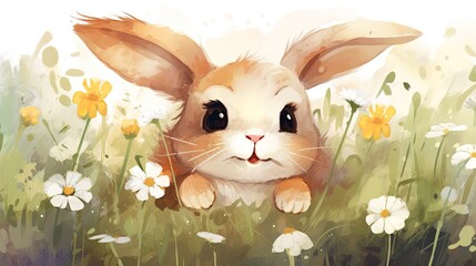 Wall Mural - A cute brown bunny 