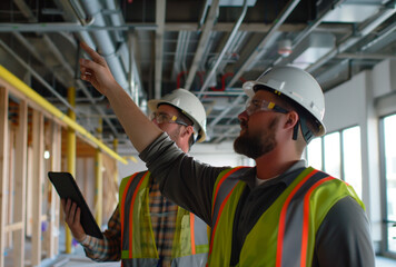 engineers working in construction building