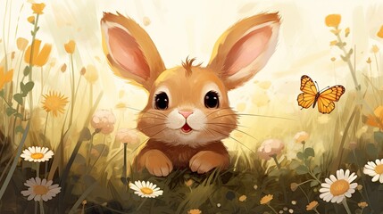 Wall Mural - A cute brown bunny