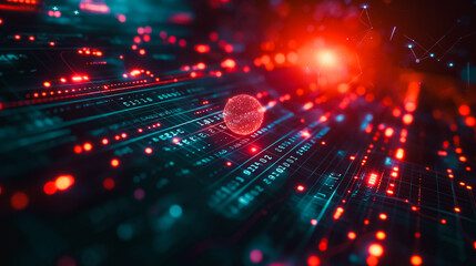 Poster - Overlay of data processing graphics and financial diagrams on a stock market background, emphasizing market analysis.