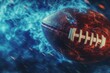 © Marcos - exciting background graphic for fantasy football league, flying Am football ball, dramatic blue lightening color