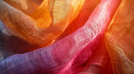 Poster - A detailed closeup showcasing the vibrant colors and textured pattern of the multicolored ombre fabric