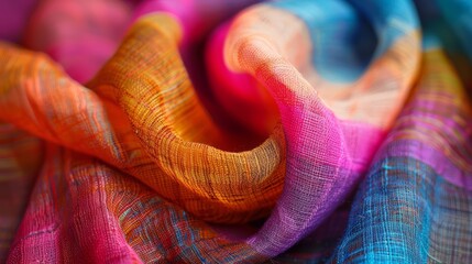 Poster - In this closeup shot, a multicolored fabric is showcased, featuring a stunning gradient pattern
