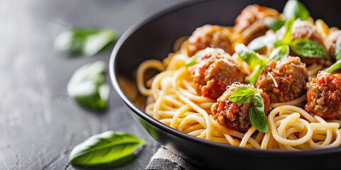 Wall Mural - spaghetti bolognese with small meatballs