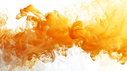 Poster - The abstract yellow smoke swirls dramatically against a crisp white background, creating a mesmerizing display