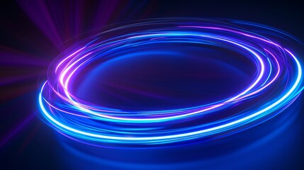 Poster - Glowing neon swirl of light in dark background, futuristic abstract concept