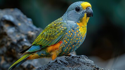 Canvas Print - Colorful Parrot Perched on Rock - Realistic Photo