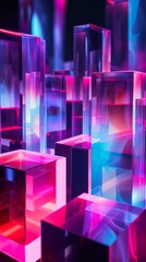 Aufkleber - Geometric neon light glass structures