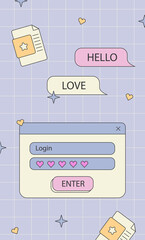 Fototapete - Vaporwave ig post templates for social media. Abstract retro 80s 90s aesthetic groovy backgrounds with old computer user interface, dialog window and nostalgic elements. Stock groovy illustration.