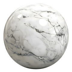 Poster - White marble stone sphere isolated on transparent background