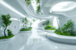 © Poramet - futuristic modern office, white, clean, green plants