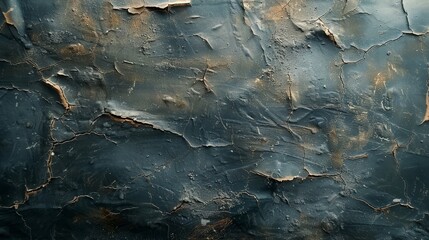 Wall Mural - An abstract grunge texture featuring cracked and chipped dark blue paint, creating a worn and distressed look