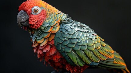 Wall Mural - Colorful Parrot with Green and Red Feathers - Realistic Image