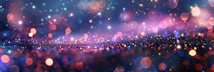 Poster - A captivating image of glittering lights, showcasing a celebration of joy, hope, and dreams. The vibrant colors and sparkling bokeh create a festive atmosphere, perfect for holiday themes.