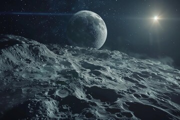 Wall Mural - ai generative view of the moon and earth from space
