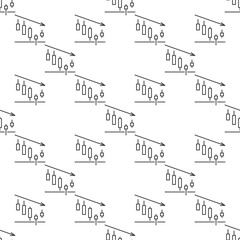 Poster - Downtrend Candlestick Chart vector Crypto Trading thin line seamless pattern