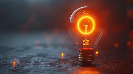 Aufkleber - Illuminated light bulb on reflective surface in dark environment with bokeh, innovation and creativity concept