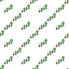 Poster - Uptrend Candlestick Chart vector colored seamless pattern