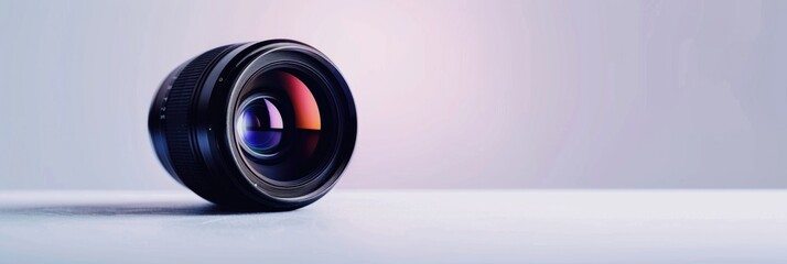 Black camera lens isolated on white background