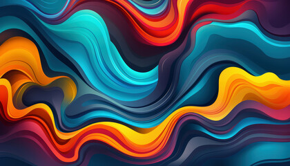 Wall Mural - Colorful abstract art wallpaper with vibrant multicolored wave patterns, creative and modern digital designs