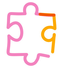 Canvas Print - Png puzzle piece doodle line art, transparent background