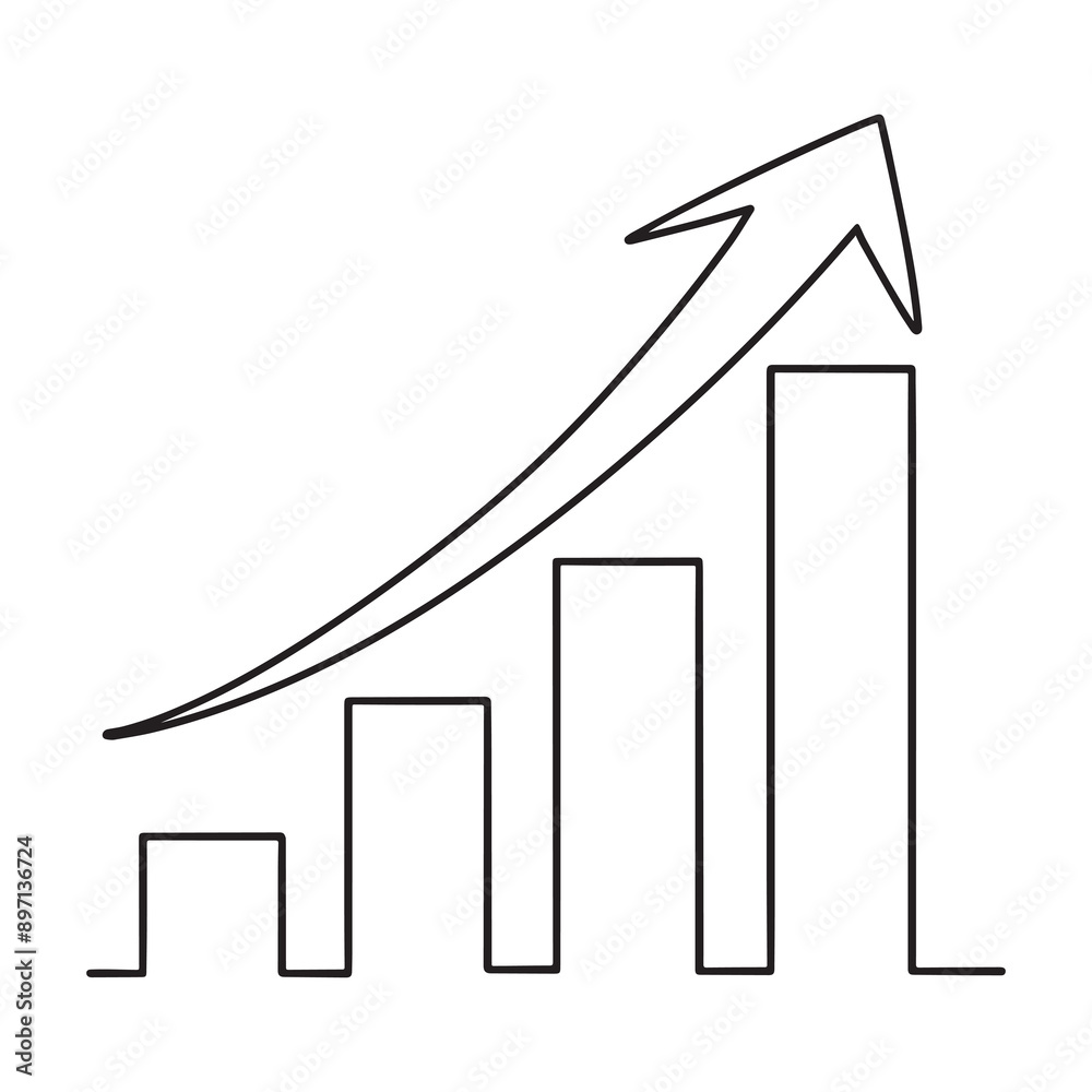 Increasing Line Transparent Increasing bar charts png, minimal line art illustration, transparent ...