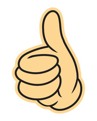 Wall Mural - Cartoon thumbs up hand png, gesture line art illustration, transparent background