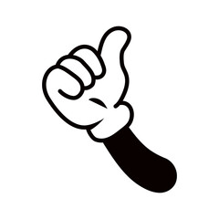 Sticker - Cartoon thumbs up hand png, gesture line art illustration, transparent background