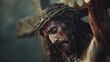 © Tida - This image captures the pain and sacrifice of Jesus Christ on the cross. His crown of thorns, bloodied face, and outstretched arms symbolize his suffering and love for humanity.