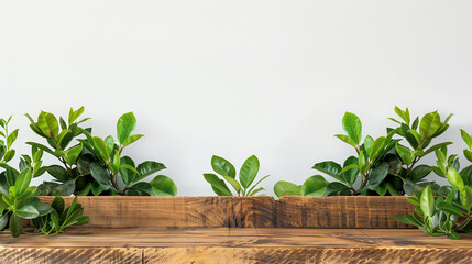 Wall Mural - leaves on a wooden background