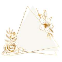 Sticker - Gold floral triangle badge design element