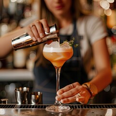 Poster - A bartender shaking a cocktail with confidence, creating a smooth mix.