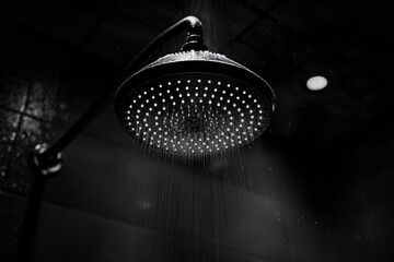 Wall Mural - A close-up shot of a shower head in a bathroom