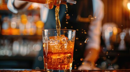 Poster - A close-up of a bartender's hands creating a visually stunning cocktail. 