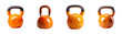© Newton - Collection set of orange kettlebells isolated on transparent background