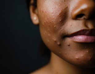 close-up photograph of the pimples and blemishes on a black skin