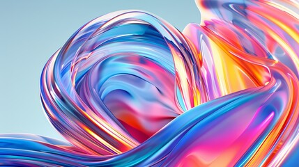 Dynamic and vibrant composition featuring colorful swirling liquid shapes on abstract background