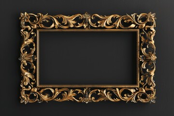 Poster - a decorative gold frame on a black background, suitable for interior design and home decor