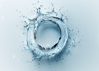 Wall Mural - water splashes forming a circular ring on a white background, showcasing dynamic motion and fluidity