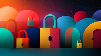 Poster - A padlocks in an abstract design, symbolizing security and protection for the website's visual identity.
