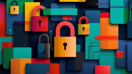 Poster - A padlocks in an abstract design, symbolizing security and protection for the website's visual identity.