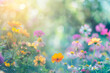 © Dima - Blurred Blooming Garden with Colorful Flowers, Soft Focus, Evoking Tranquility and Natural Beauty. Generative AI