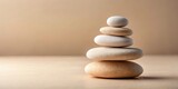 Minimalistic zen stones stacking on beige background, Zen, stones, balance, simplicity, harmony, peaceful, meditation, tranquility