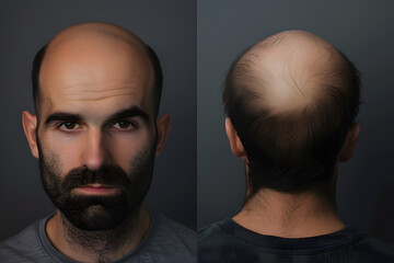 Poster - Before and after of man gets hair transplant, Hair growth, solution treatment for hair fall