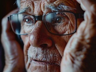 Wall Mural - A close-up shot of a person wearing glasses, ideal for use in illustrations or graphics where facial features are important