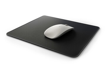 Poster - A close-up view of a computer mouse sitting on its mouse pad, ready for use