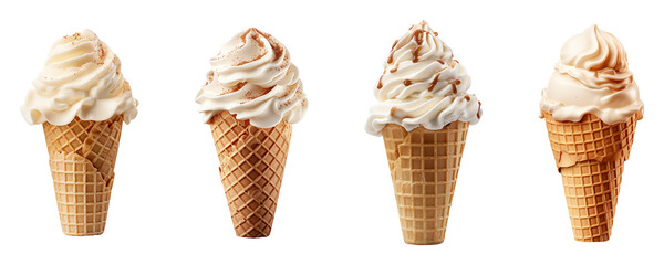 Poster - Ice cream cone collection isolated on transparent background