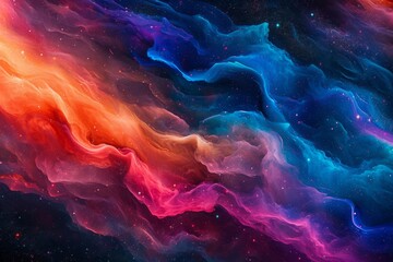 Poster - This photo showcases a lively wallpaper adorned with an array of vivid colors, creating a visually striking composition, Futuristic abstract galaxy with vibrant colors, AI Generated